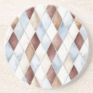 Hübsche Blaue Creme Beige Braune Diamanten   Getränkeuntersetzer