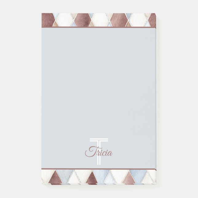 Hübsche Blaue Creme Beige Braune Diamanten   Post-it Klebezettel (Vorderseite)