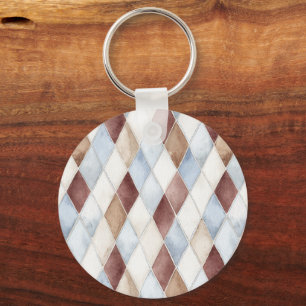Hübsche Blaue Creme Beige Braune Diamanten Schlüsselanhänger