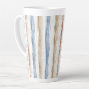 Hübsche Blaue Creme Beige Streifen   Milchtasse