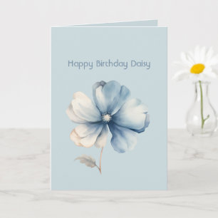 Hübsche blaue Creme-Blumen-Geburtstag Karte