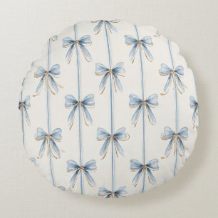 Hübsche blaue Creme-Schleifen Rundes Kissen