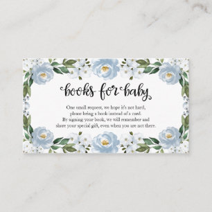 Hübsche blaue florale Baby Shower Bücher für Baby  Begleitkarte