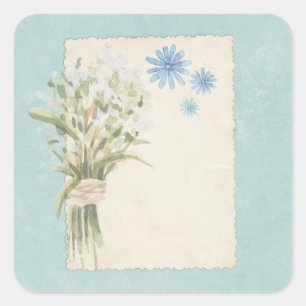Hübsche blaue florale Shabby-Schabracke-Verzierung Quadratischer Aufkleber