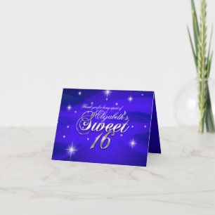 Hübsche Blaue Glitzernde Sweet Sixteen Dankeskarte