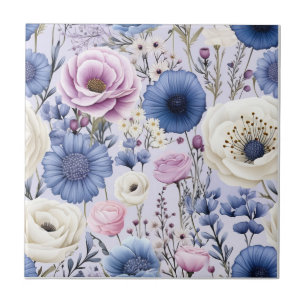 Hübsche blaue Lavendelblumen Blumenmuster Fliese
