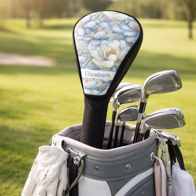 Hübsche blaue Magnolie und Pfingstrose personalisi Golf Headcover (Von Creator hochgeladen)