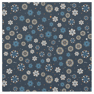 Hübsche Blaue Orangenweiße skandinavische Schneefl Stoff
