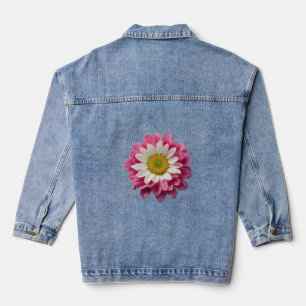 Hübsche blaue, rosa und weiße Blumen mit Streifen Jeansjacke