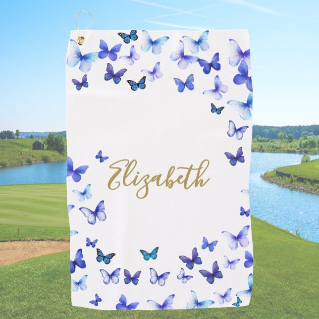 Hübsche Blaue Schmetterlinge Benutzername Golfhand Golfhandtuch (Von Creator hochgeladen)