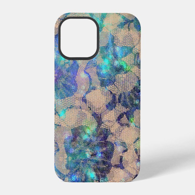 Hübsche blaue Spitzenrosen iPhone Hülle (Rückseite)
