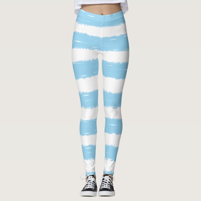 Hübsche blaue Streifen Leggings (Vorderseite)