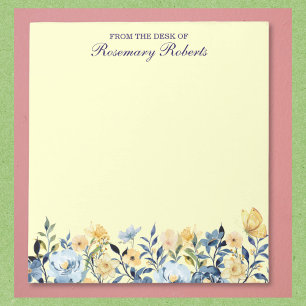 Hübsche blaue und gelbe Wildblumen Notepad Notizblock