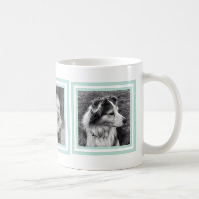 Hübsche blaue und grüne Instagram Foto-Quadrate Tasse (Rechts)