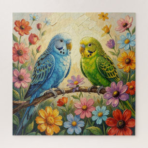 Hübsche blaue und grüne Sittiche Puzzle