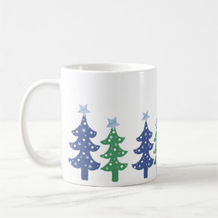 Hübsche blaue und grüne Weihnachtsbäume Tasse