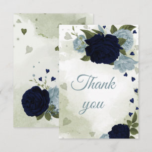 hübsche blaue und staubblaue Blumen Dankeskarte