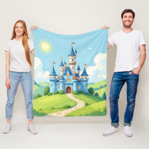 Hübsche blaue und weiße Burg Fleecedecke