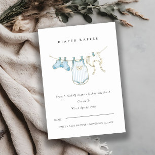 Hübsche blaue Wäscheleine Windel Tombola Baby Show Einladung