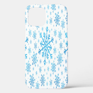 Hübsche blaue Weihnachts-Schneeflocken auf winterl iPhone 12 Pro Hülle