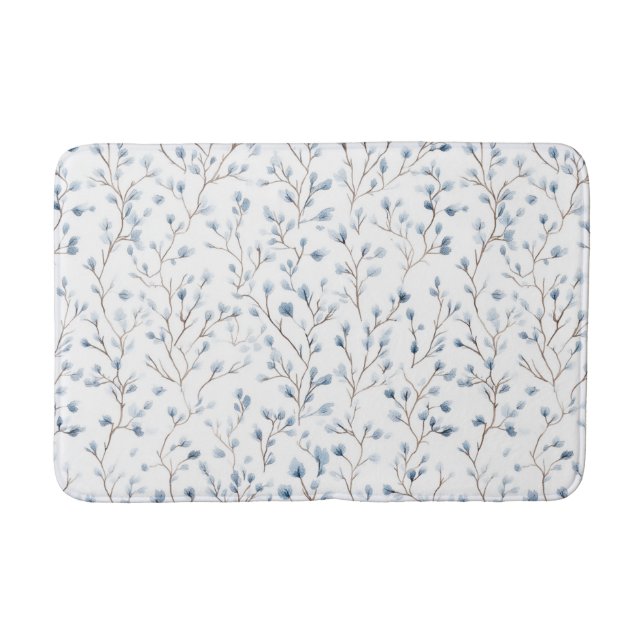 Hübsche Blaue Weiße Blumen   Badematte (Vorderseite)