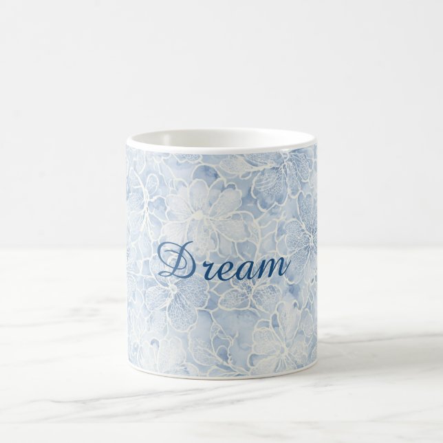 Hübsche Blaue Weiße Blumen Kaffeetasse (Mittel)