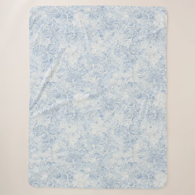 Hübsche blaue weiße Blumen   Sherpadecke (Vorderseite)