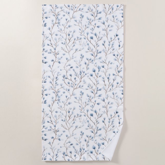 Hübsche blaue weiße Blumen   Strandtuch (Vorderseite)