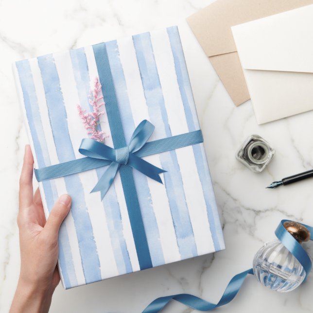 Hübsche blaue weiße Karo-Streifen-Junggesellinnena Geschenkpapier (Schenken)