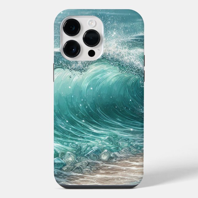 Hübsche blaue Welle mit Glitzer iPhone Hülle (Rückseite)