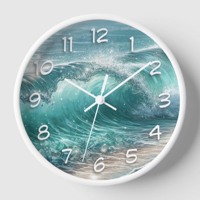 Hübsche Blaue Welle mit Glitzern Uhr (Vorderseite)