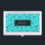 Hübsche Blauer Blume Personalisiert Visitenkarten Dose<br><div class="desc">Hübsches Auge,  hellblaue florale gemusterte personalisierte Visitenkarte Gehäuse.</div>