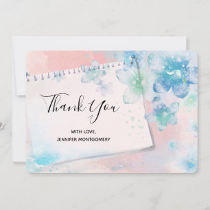 Hübsche Blautönen im rosa Hintergrund Vielen Dank Dankeskarte