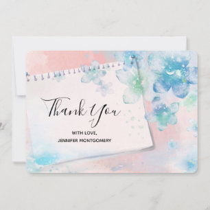 Hübsche Blautönen im rosa Hintergrund Vielen Dank Dankeskarte