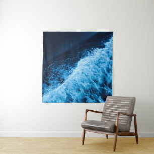 Hübsche Blauwellen Wandteppich