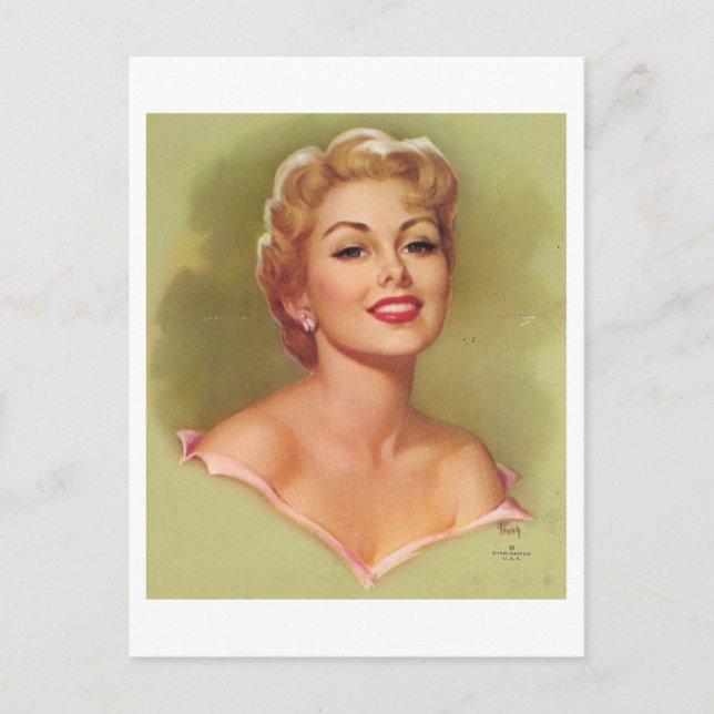 Hübsche blonde Frau Postkarte (Vorderseite)