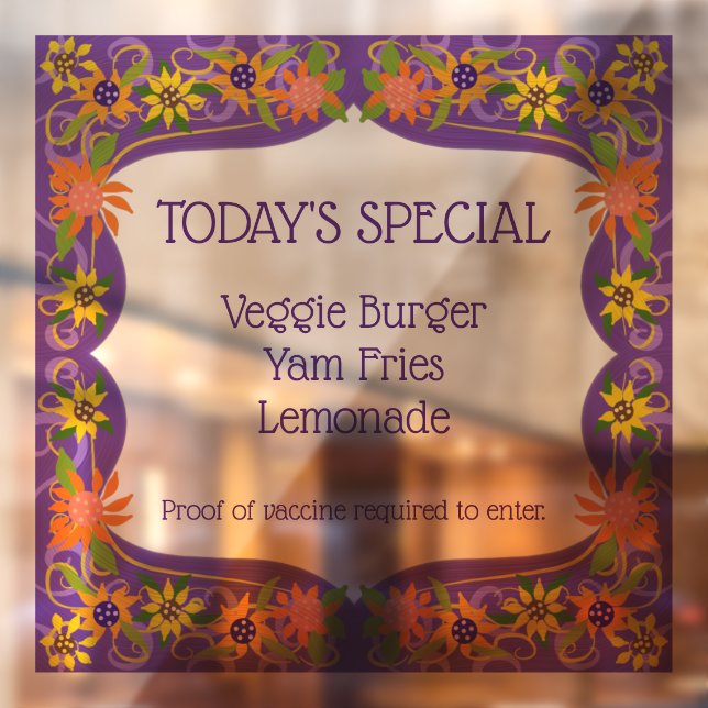 Hübsche blorale Lila Grenze Fensteraufkleber (Blatt 2)