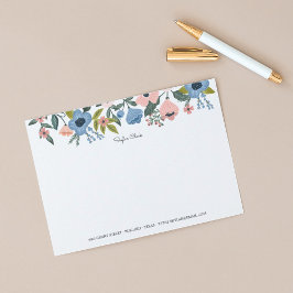 Hübsche Blossom Rosa & Blau Blütenrahmen und Hinwe Mitteilungskarte