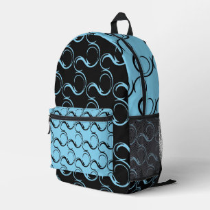 HÜBSCHE BLUE & BLACK ABSTRAKTE WIRBEL BEDRUCKTER RUCKSACK