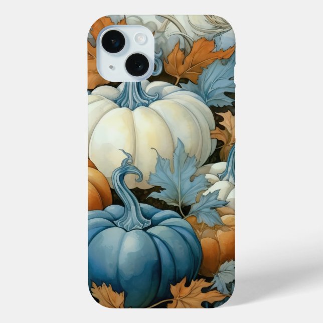 HÜBSCHE BLUE ORANGE WHITE FALL PUMPKINS Case-Mate iPhone HÜLLE (Rückseite)