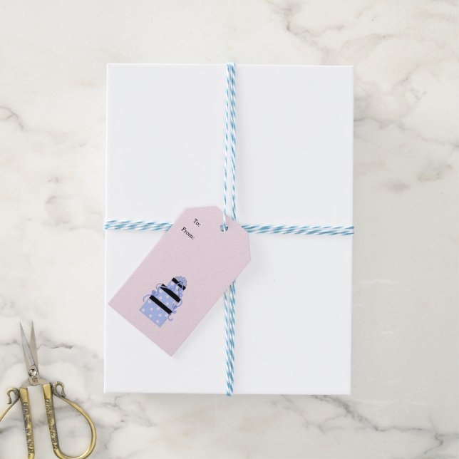 Hübsche Blue Polka Dot Packages Geschenkanhänger (Mit Garn)