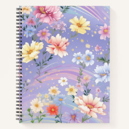 HÜBSCHE BLUE YELLOW PINK WATERCOLOR BLUME NOTIZBUCH