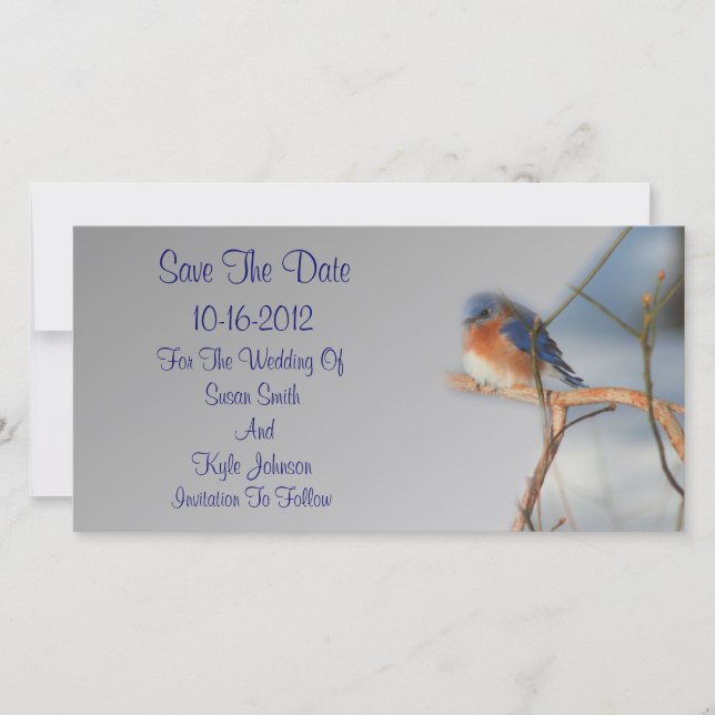 Hübsche Bluebird-Hochzeit Save The Date (Vorderseite)