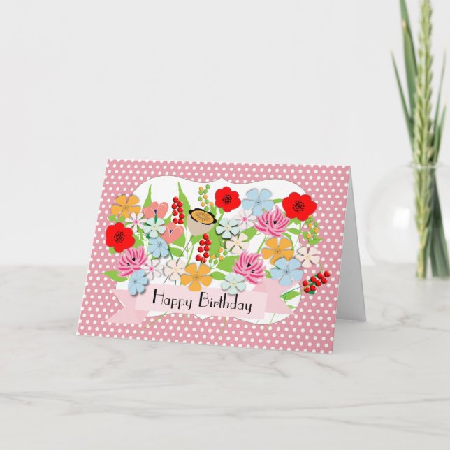 Hübsche blühende Blume Whimsical Karte (Vorderseite)