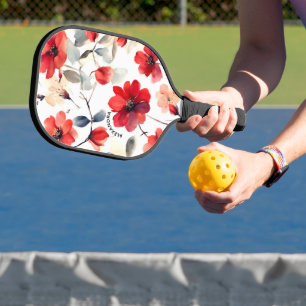 Hübsche blühende rote Blüten Pickleball Schläger