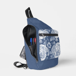 HÜBSCHE BLUME AUS BLAU UND WEISS CROSSBODY BAG