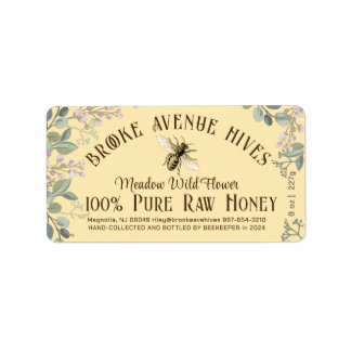 Hübsche Blume Bee Date Harvested Honey Yellow Adressaufkleber