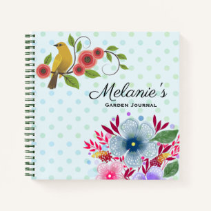 Hübsche Blume Bird Personalisiert Garden Journal Notizbuch