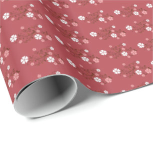 Hübsche Blume Blossom Muster Burgund Geschenkpapier