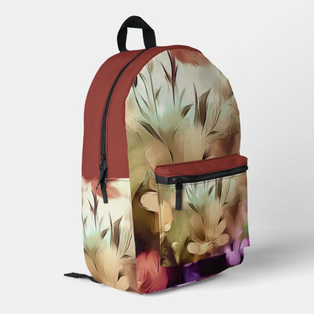 Hübsche Blume Blumenbackpack Druckknopfbeutel Bedruckter Rucksack (Rückseitige Ecke links)